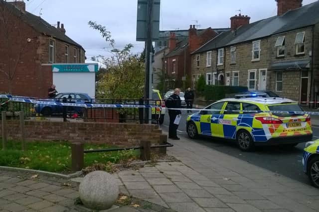 Police at the scene of violence in Mansfield.