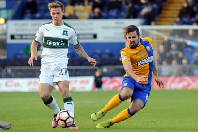 Mansfield Town v Plymouth Argyle.Chris Clements in first half action.