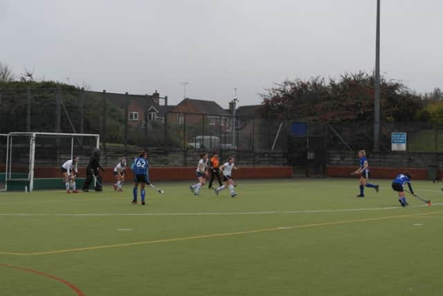 WHAT THE BUTLER SCORED -- Amy Butler (9) fires home the winning goal for North Notts Ladies.