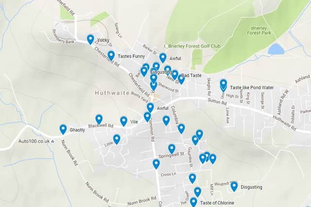 Our map shows the spread of complaints across Huthwaite.