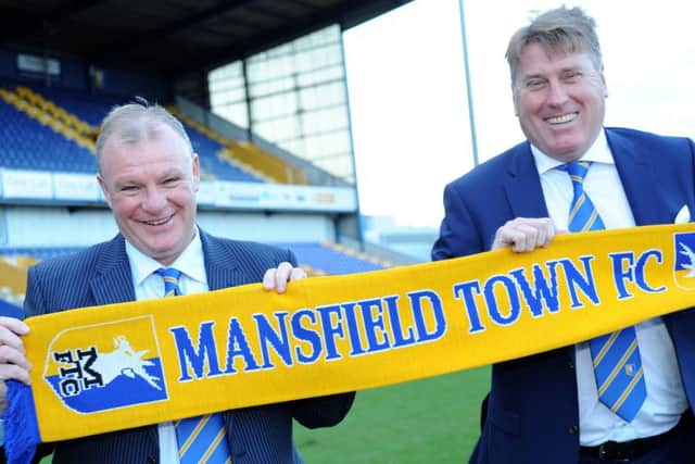 New Mansfield Town manager, Steve Evans at a press conference at the One Call Stadium on Wednesday with his assistant manager, Paul Raynor.