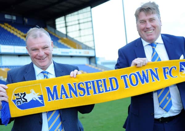 New Mansfield Town manager, Steve Evans at a press conference at the One Call Stadium on Wednesday with his assistant manager, Paul Raynor.