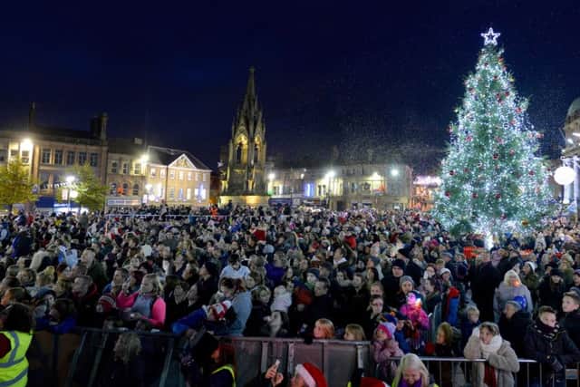 HUGE CROWDS -- thousands of people in the town centre for the switch-on event.