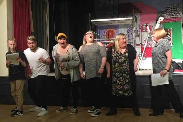 The Lovelace Theatre Group in rehearsals for their forthcoming pantomime of The Three Musketeers.