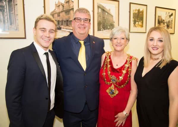 Coach Glenn Smith was awarded the prestigious Mussabini medal r) for his success with Paralympic swimmers Ollie Hynd MBE and Charlotte Henshaw.
Glenn Smith with Ollie Hynd MBE, Charlotte Henshaw and Mayor Kate Allsop.