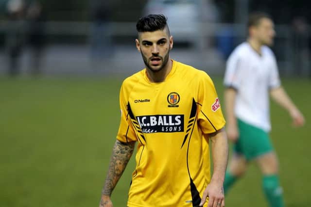 Belper Town v Marine footy
The Marston's Stadium, Bridge Street, Belper, Derbyshire
29th November 2014
Belper Town's Bruno Holden.
Picture by Dan Westwell
