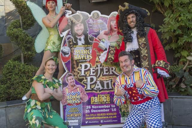 Peter Pan stars Jessica Punch as Peter Pan, Marc Baylis as Captain Hook, Adam Moss as Smee and Holly Atterton as Tinker Bell.