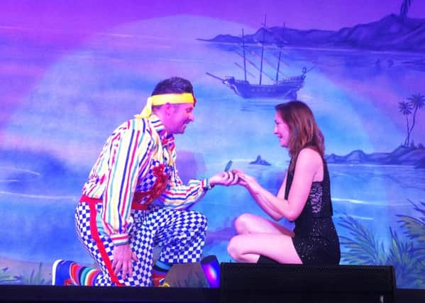 Adam Moss proposes to his girlfriend Karen Tomkins during Peter Pan at Mansfield Palace Theatre