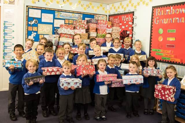 Youngsters from Holly Primary School who filled the biggest number of shoeboxes.