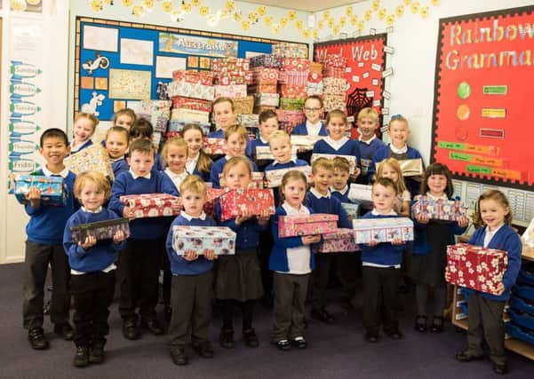 Youngsters from Holly Primary School who filled the biggest number of shoeboxes.