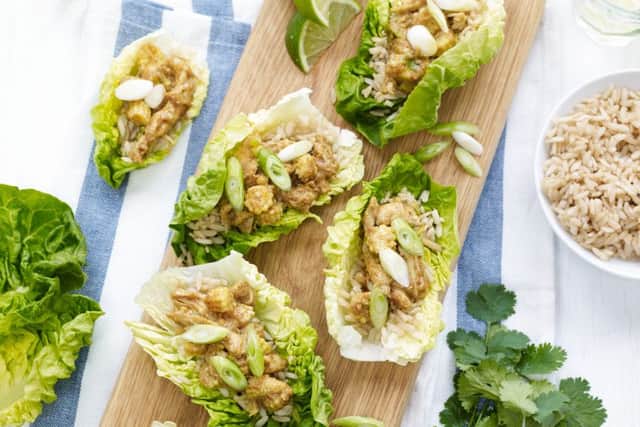 Satay Chicken in Baby Lettuce Cups. Photo by Jason Ingram.