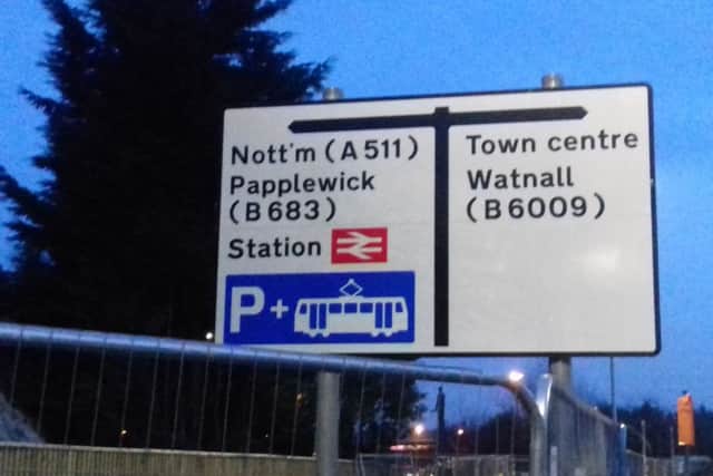 New sign on Hucknall's inner relief road gets the road numbers wrong