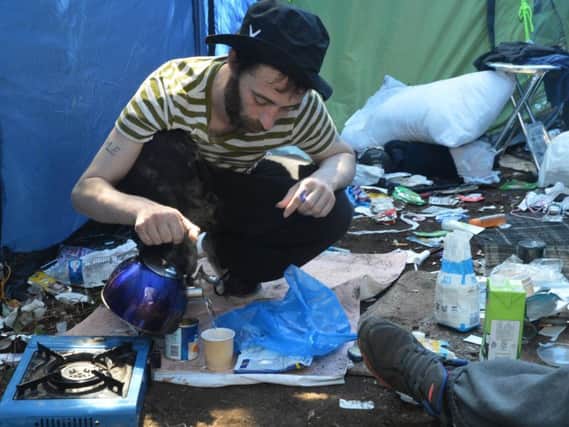 Rough sleeper Timothy Wormall pictured at a homeless camp last summer.