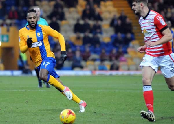 Mansfield Town v Crewe Alexander.
New signing Yoann Arquin in first half action.