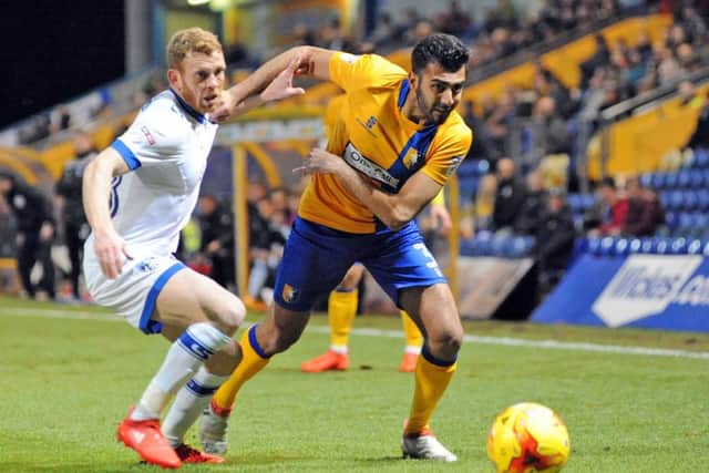 Mansfield Town v  Oldham Athletic.
Mal Benning in first half action at the One Call Stadium on Tuesday night.