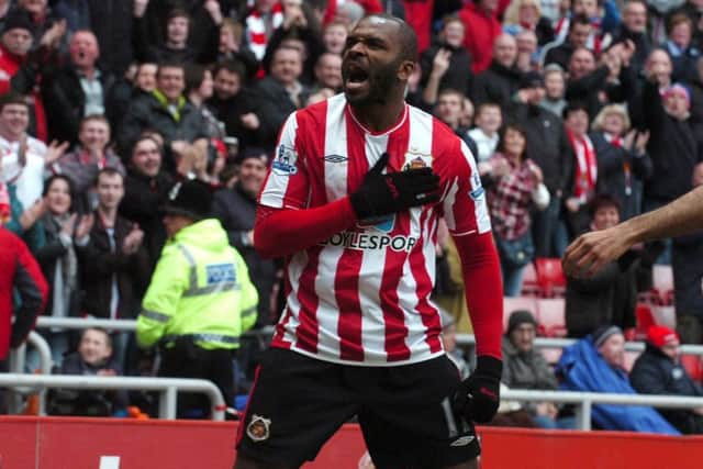 Darren Bent celebrates scoring as Sunderland defeat Spurs 3-0.