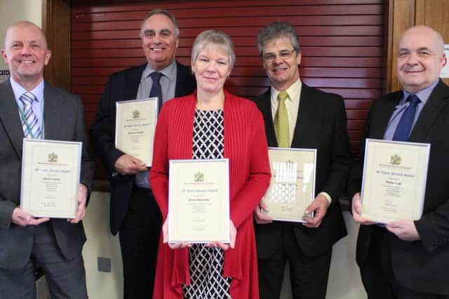 The long-serving quintet, (from left) Steven Clarke, Steve Chappell, Elaine Wharmby, Simon Dutfield and Phil Cook.