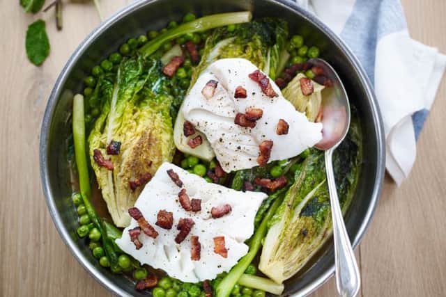 Sweet Gem and Cod Braised with Peas