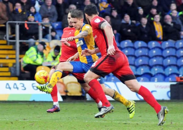 Mansfield Town v Leyton Orient.
Danny Rose in the hunt for another Mansfield goal.