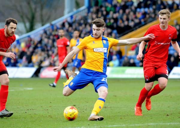 Mansfield Town v Leyton Orient.
Ben Whiteman takes a shot in the first half.
