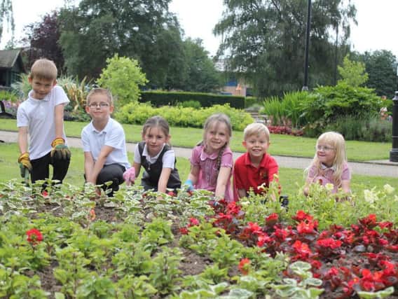 Sutton Road Primary School children won a  competition to design flower beds at Titchfield park in the run up to East Midlands in Bloom last year.