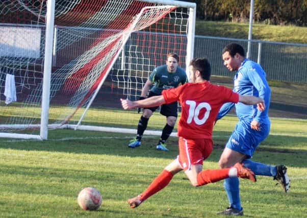 A chance for AFC Mansfield during their 2-1 victory over Armthorpe Welfare in the Premier Division of the Toolstation Northern Counties East League on Saturday.