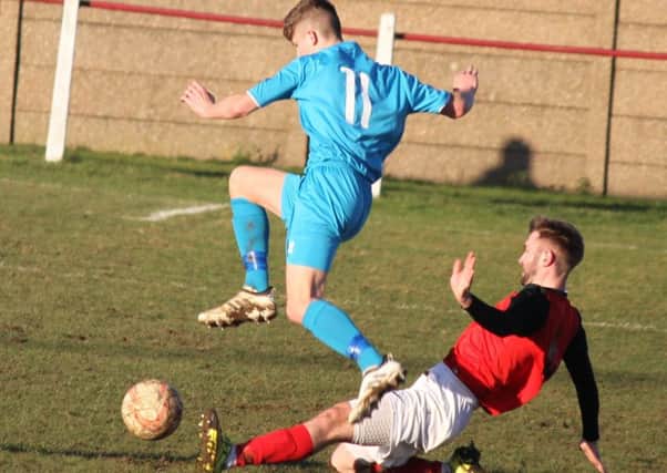 Action from Clipstones 5-2 defeat at Maltby Main in the Premier Division of the Northern Counties East League. (PHOTO BY: Daniel Walker)