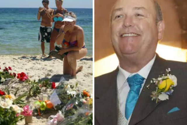 Mourners leave tributes after the Tunisia beach massacre in 2015 / Walesby man John Stollery was killed in the attack.