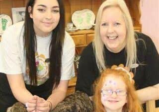 Entrepreneur Sue Nelson with VIP guest Chloe Hanman and daughter Hannah Brown (left) on the opening day at The Glazey Place's new premises.