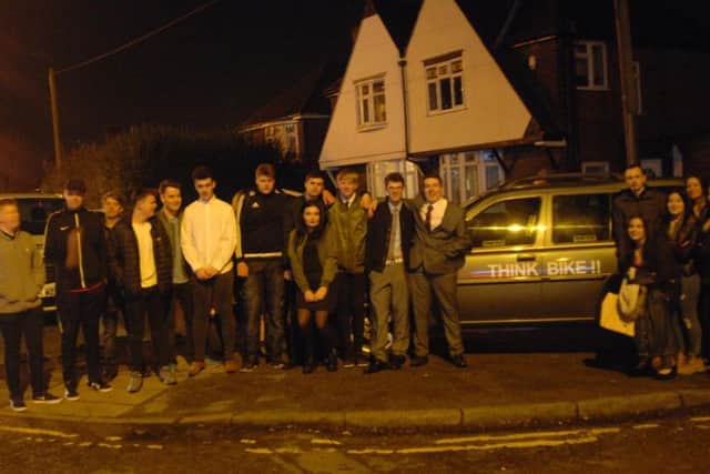 Friends and bikers turned out in droves to support the family, and one even plastered his car in 'think bike' stickers.