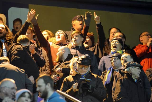 Mansfield v Accrington Stanley.Ian Greaves Stand fans in fine voice.