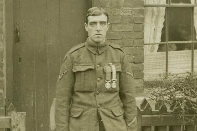 Lance Corporal William Peniston, a miner from Edwinstowe who as presented with three medals for galantry as a stretcher bearer in the battle of The Somme in the First World War .