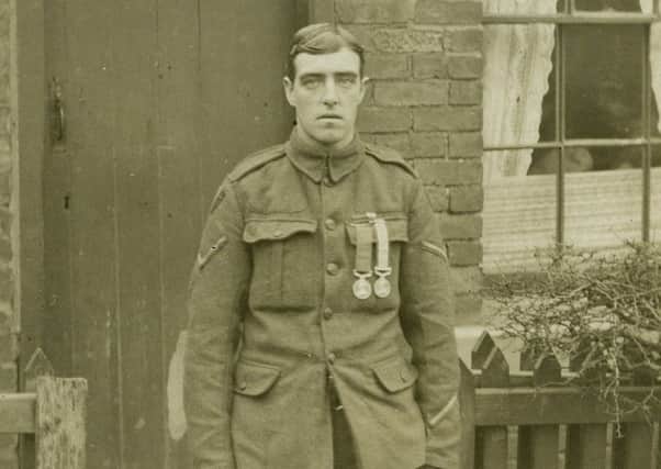 Lance Corporal William Peniston, a miner from Edwinstowe who as presented with three medals for galantry as a stretcher bearer in the battle of The Somme in the First World War .