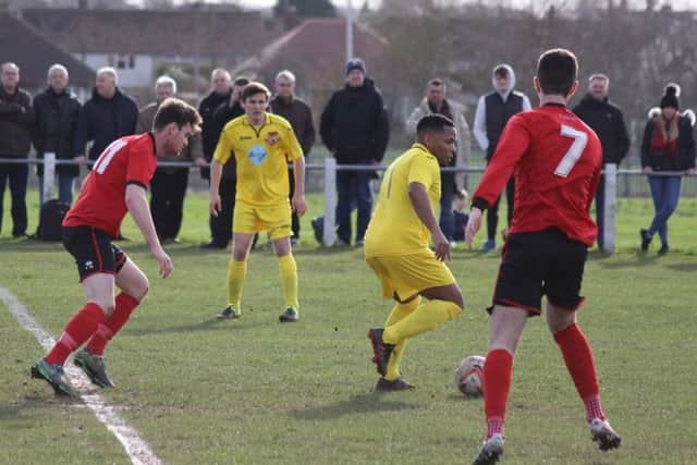 French former Leeds United player Sebastien Carole on the ball for Knaresborough Town against Ollerton Town on Saturday. (PHOTO BY: DC Photography, of Retford).