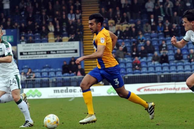 Mansfield Town v Plymouth Argyle.Mal Benning