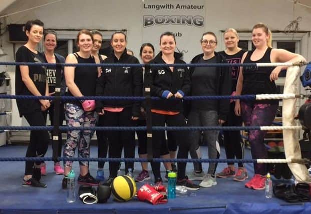 Stacey Gorrill and Danielle Humphries with some of their boxing and fitness class members at Langwith ABC.