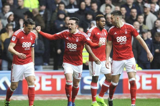IN PICTURE: Zach Clough - goal celebrations.SPORT: LEAD: Nottingham Forest v Derby County.  Sky Bet Championship match at the City Ground, Nottingham.  Saturday, 18th March 2017.MARK FEAR - MARK FEAR PHOTOGRAPHY.  CONTACT markfearphotographer@outlook.com (+44) 753 977 3354