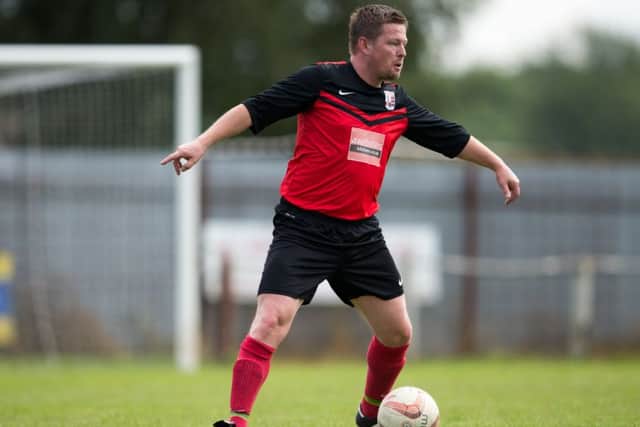 Mark Camm playing for Teversal FC. Photo by James Williamson
