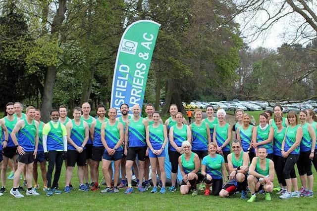 Some of the triumphant Mansfield Harriers team at Hexgreave Hall.