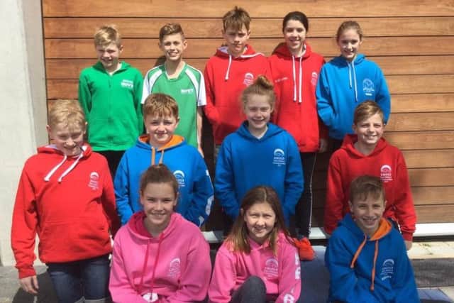 The 12 youngsters who represented Sutton Swimming Club at the East Midlands Regional Championships.