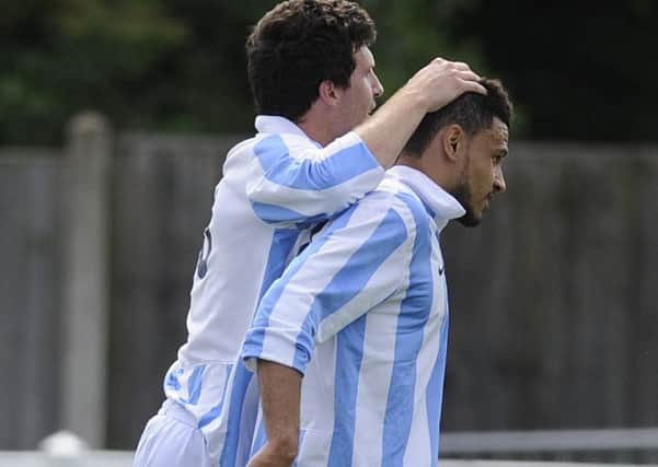Two of FC Bolsovers goalscoring, title-winning heroes, Josh Thomas and Jake Ballinger. (PHOTO BY: Mark Fear)