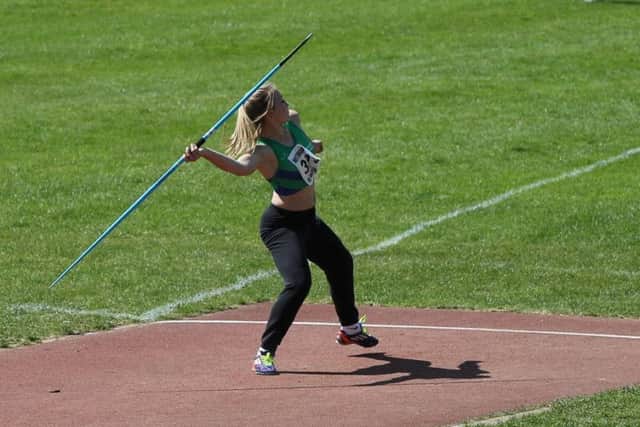 Kelsey Pearce, seen here throwing the javelin, is now one of the best shot-putters for her age in the country.