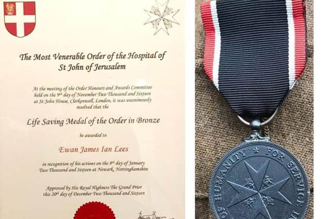 He has received a medal for risking his life to save another.