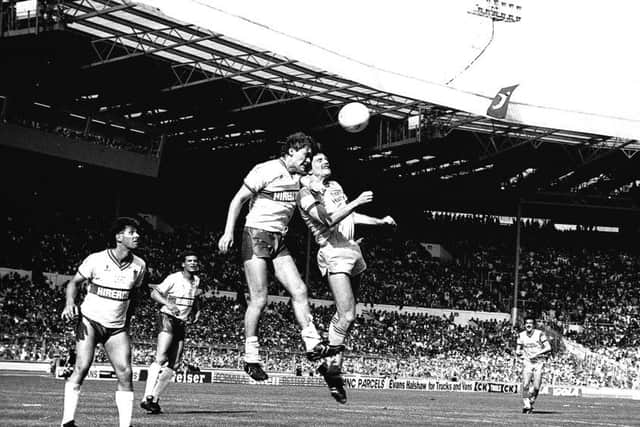 1987 Stags Freight Rover Final at Wembley Stadium against Bristol City. Stags won after penalties