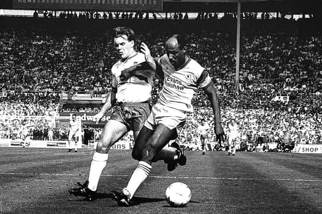 1987 Stags Freight Rover Final at Wembley Stadium against Bristol City. Stags won after penalties
