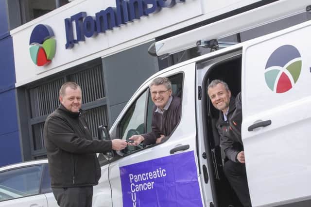 Preparing for the charity cycle ride are (from left) Martin Gallagher, who is managing director (construction) of J.Tomlinson, back-up driver Paul Talbot, and Richard Scott, of Ashfield District Council. (PHOTO BY: Neil Hoyle).