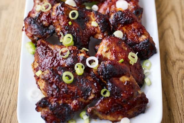 Sticky BBQ chicken wings. Photo by Jason Ingram.