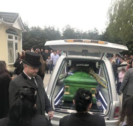Simon Doherty's funeral which was organised by Sutton funeral directors A Wass.