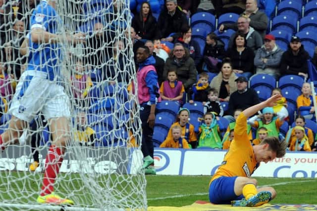 Mansfield Town v Portsmouth.Danny Rose rues a first half opportunity.