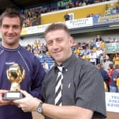 Chad sport editor John Lomas, presents the readers player of the year award to Richie Barker in 2006